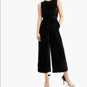 Black velvet sleeveless wide leg jumpsuit